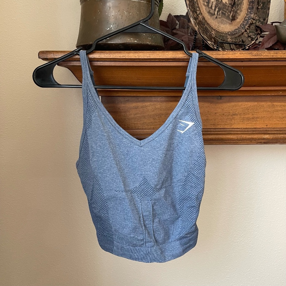 Gymshark Vital Seamless 2.0 V Neck Tank - Evening Blue Marl